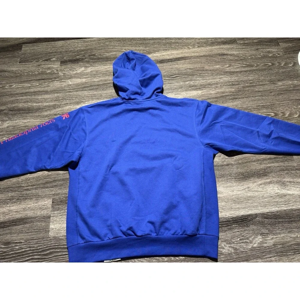 Philadelphia 76ers Hoodie Nike Big Logo Fleece Lined Sweatshirt Blue Mens Large